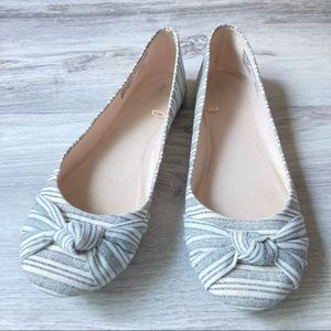 Time and Tru striped gray flats with bow